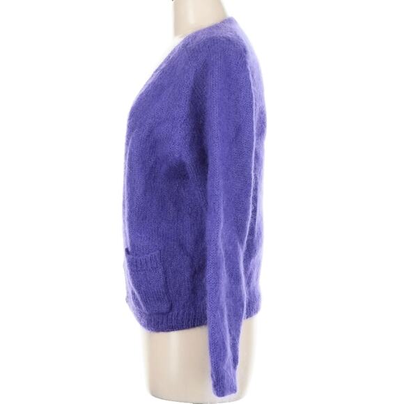 Vintage Bramble Lane Mohair Hong Kong Purple Deep V Neck Cardigan M - Picture 4 of 9